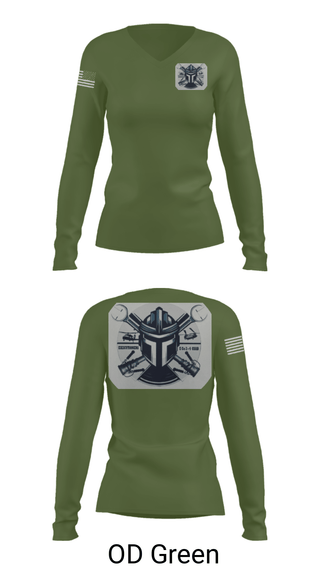Women's Long Sleeve Vneck Shirt, 2-4 GSAB ECHO CO., Army, Teamtime, Team time, sublimation, custom sports apparel, team uniforms, spirit wear, spiritwear, sports uniforms, custom shirts, team store, custom team store, fundraiser sports, apparel fundraiser