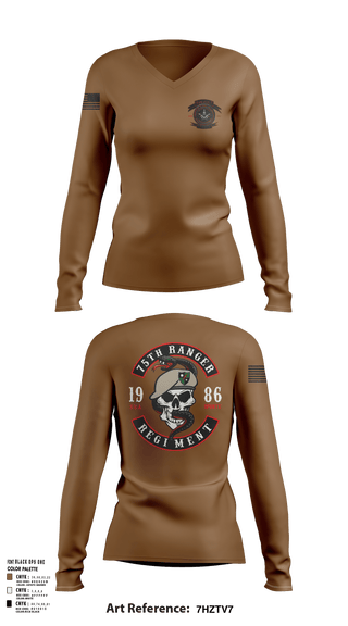 Womens Long Sleeve Vneck Shirt, Green Beret, Space Force, Teamtime, Team time, sublimation, custom sports apparel, team uniforms, spirit wear, spiritwear, sports uniforms, custom shirts, team store, custom team store, fundraiser sports, apparel fundraiser
