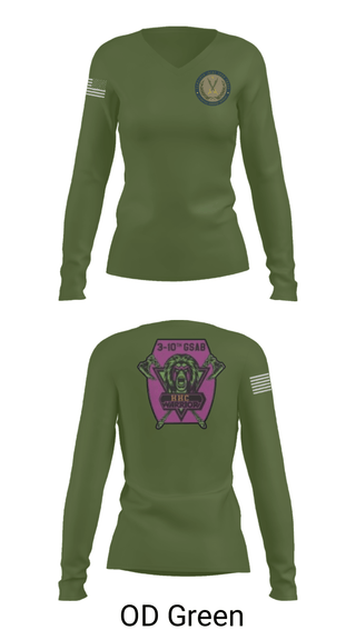 Women's Long Sleeve Vneck Shirt, 3-10 GSAB, Army, Teamtime, Team time, sublimation, custom sports apparel, team uniforms, spirit wear, spiritwear, sports uniforms, custom shirts, team store, custom team store, fundraiser sports, apparel fundraiser