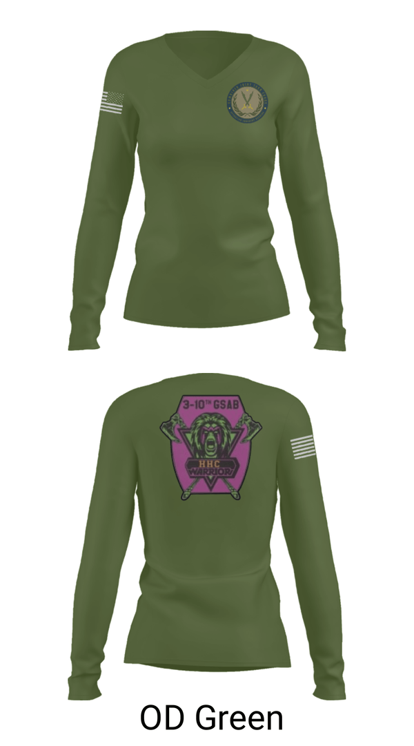 Women's Long Sleeve Vneck Shirt, 3-10 GSAB, Army, Teamtime, Team time, sublimation, custom sports apparel, team uniforms, spirit wear, spiritwear, sports uniforms, custom shirts, team store, custom team store, fundraiser sports, apparel fundraiser