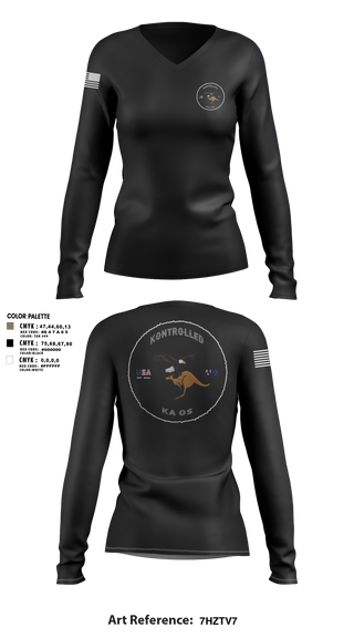 Womens Long Sleeve Vneck Shirt, Kontrolled Kaos, , Teamtime, Team time, sublimation, custom sports apparel, team uniforms, spirit wear, spiritwear, sports uniforms, custom shirts, team store, custom team store, fundraiser sports, apparel fundraiser
