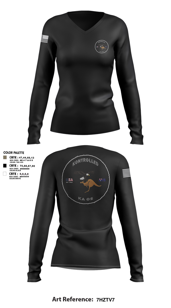Womens Long Sleeve Vneck Shirt, Kontrolled Kaos, , Teamtime, Team time, sublimation, custom sports apparel, team uniforms, spirit wear, spiritwear, sports uniforms, custom shirts, team store, custom team store, fundraiser sports, apparel fundraiser