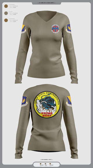 Womens Long Sleeve Vneck Shirt, 786th CES, Air Force, Teamtime, Team time, sublimation, custom sports apparel, team uniforms, spirit wear, spiritwear, sports uniforms, custom shirts, team store, custom team store, fundraiser sports, apparel fundraiser