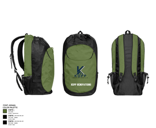 Gear Bag, Kopp Renovations, , Teamtime, Team time, sublimation, custom sports apparel, team uniforms, spirit wear, spiritwear, sports uniforms, custom shirts, team store, custom team store, fundraiser sports, apparel fundraiser