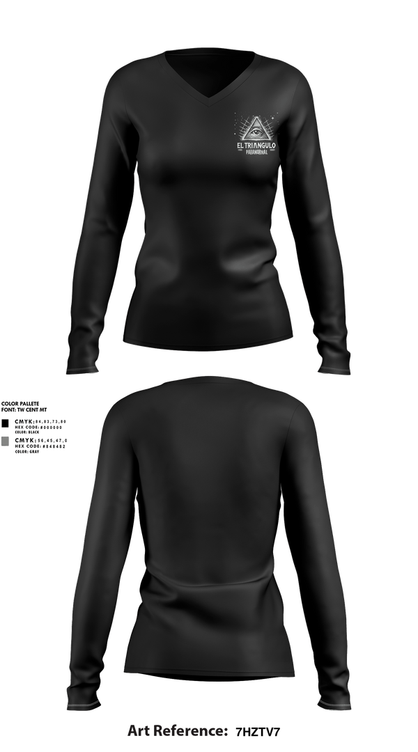 Womens Long Sleeve Vneck Shirt, El Trío Paranormal, , Teamtime, Team time, sublimation, custom sports apparel, team uniforms, spirit wear, spiritwear, sports uniforms, custom shirts, team store, custom team store, fundraiser sports, apparel fundraiser