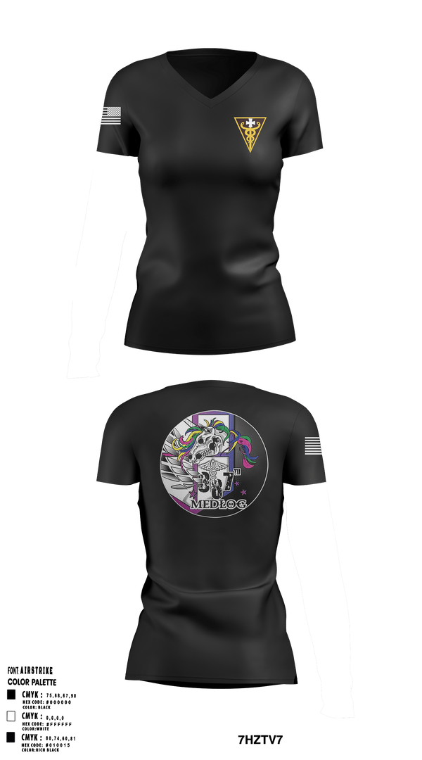 Womens Short Sleeve Vneck Shirt, 387 Medical Logistics Company, , Teamtime, Team time, sublimation, custom sports apparel, team uniforms, spirit wear, spiritwear, sports uniforms, custom shirts, team store, custom team store, fundraiser sports, apparel fundraiser