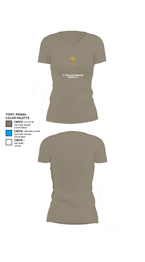 Womens Short Sleeve Vneck Shirt, AT 4 pools and landscaping services llc, , Teamtime, Team time, sublimation, custom sports apparel, team uniforms, spirit wear, spiritwear, sports uniforms, custom shirts, team store, custom team store, fundraiser sports, apparel fundraiser