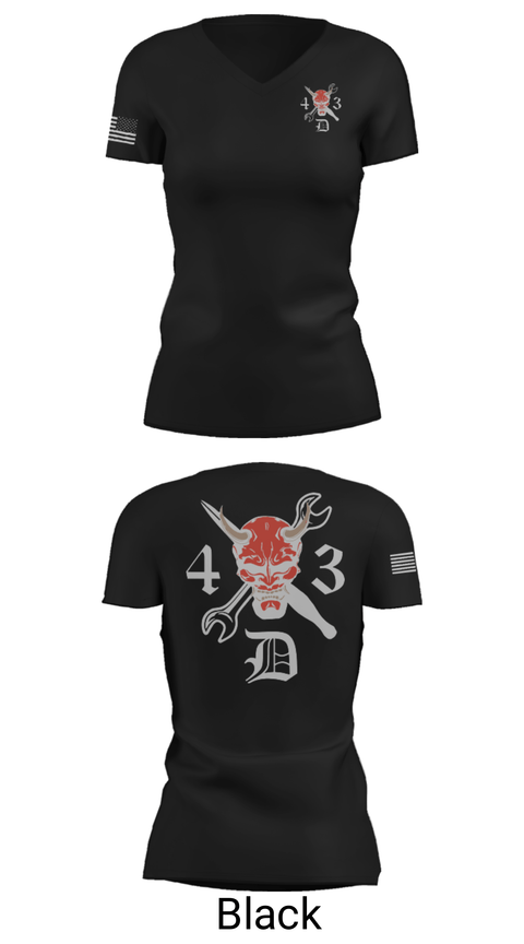 Women's Short Sleeve Vneck Shirt, 4-3 DEMONS, Army, Teamtime, Team time, sublimation, custom sports apparel, team uniforms, spirit wear, spiritwear, sports uniforms, custom shirts, team store, custom team store, fundraiser sports, apparel fundraiser