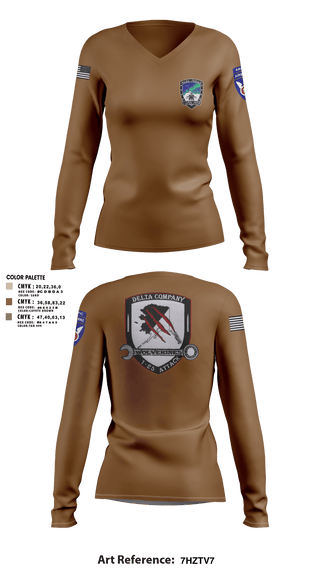 Womens Long Sleeve Vneck Shirt, A Co. 1-25 ABD Co. 1-25 AB, Army, Teamtime, Team time, sublimation, custom sports apparel, team uniforms, spirit wear, spiritwear, sports uniforms, custom shirts, team store, custom team store, fundraiser sports, apparel fundraiser