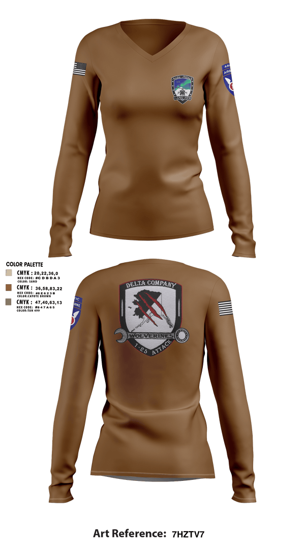 Womens Long Sleeve Vneck Shirt, A Co. 1-25 ABD Co. 1-25 AB, Army, Teamtime, Team time, sublimation, custom sports apparel, team uniforms, spirit wear, spiritwear, sports uniforms, custom shirts, team store, custom team store, fundraiser sports, apparel fundraiser