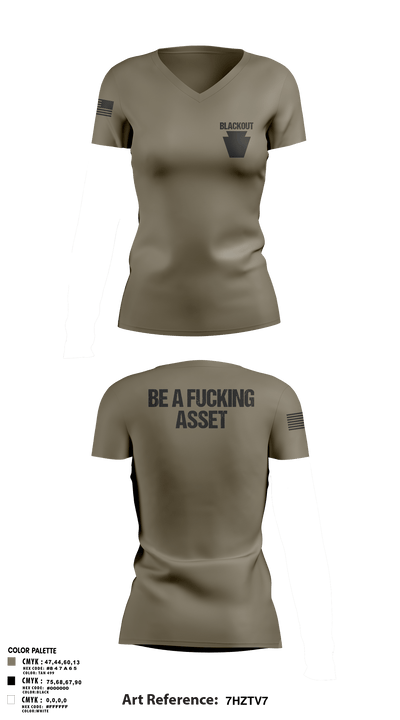 Blackout 17717609 Women's Short Sleeve V-neck Shirt - 105