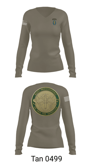 Women's Long Sleeve Vneck Shirt, Echo 20th SFG, National Guard, Teamtime, Team time, sublimation, custom sports apparel, team uniforms, spirit wear, spiritwear, sports uniforms, custom shirts, team store, custom team store, fundraiser sports, apparel fundraiser