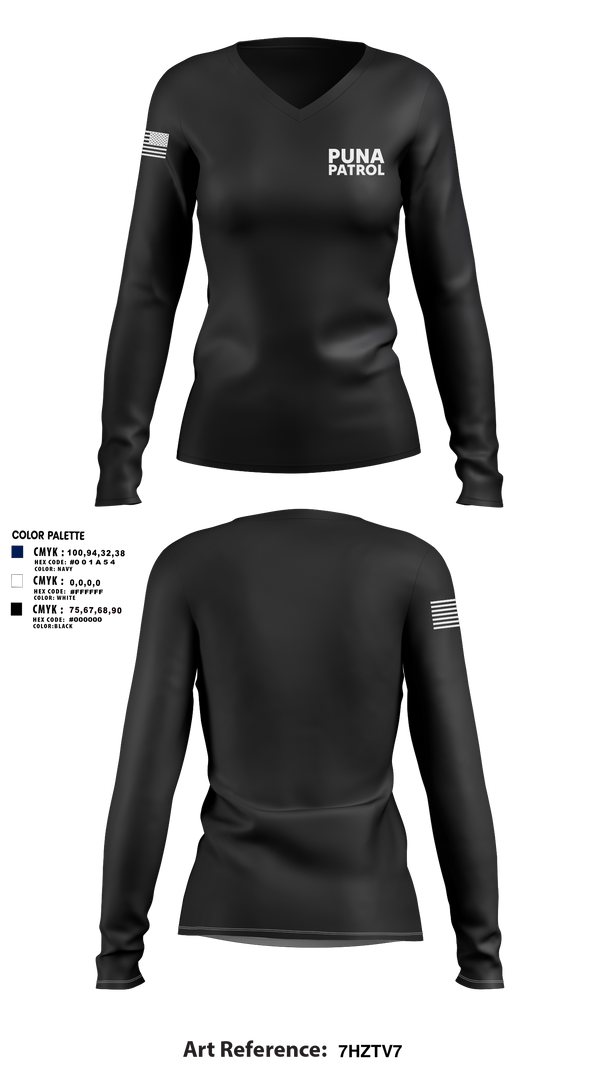 Womens Long Sleeve Vneck Shirt, Puna Patrol, , Teamtime, Team time, sublimation, custom sports apparel, team uniforms, spirit wear, spiritwear, sports uniforms, custom shirts, team store, custom team store, fundraiser sports, apparel fundraiser