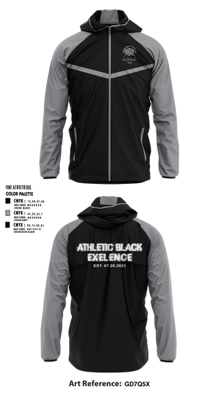 Windbreaker, Athletic black excellence 2, Spirit Store, Teamtime, Team time, sublimation, custom sports apparel, team uniforms, spirit wear, spiritwear, sports uniforms, custom shirts, team store, custom team store, fundraiser sports, apparel fundraiser