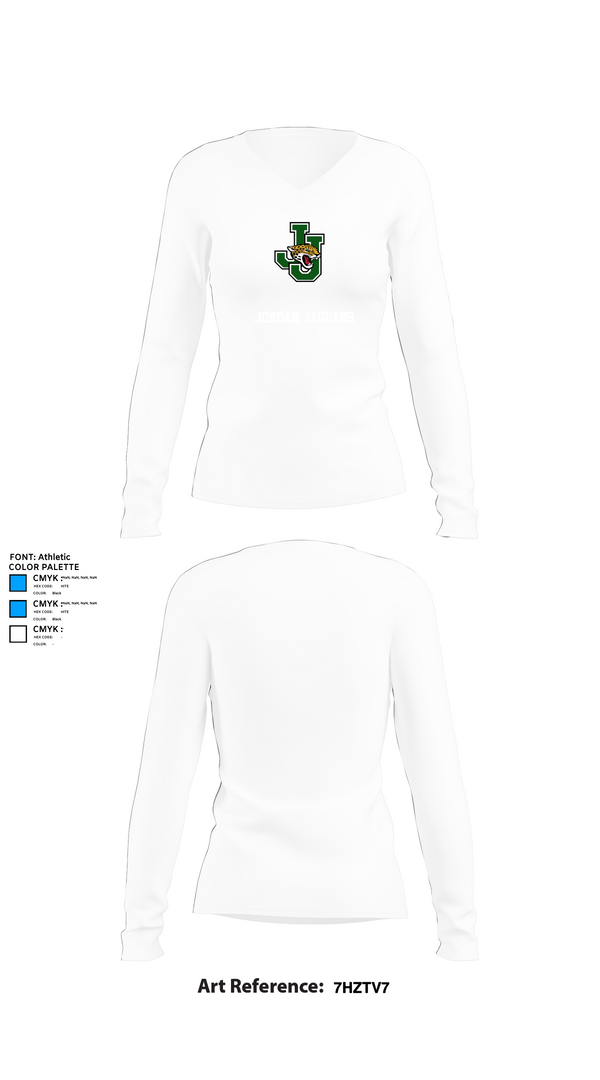Womens Long Sleeve Vneck Shirt, Jordan Jaguars, Spirit Store, Teamtime, Team time, sublimation, custom sports apparel, team uniforms, spirit wear, spiritwear, sports uniforms, custom shirts, team store, custom team store, fundraiser sports, apparel fundraiser