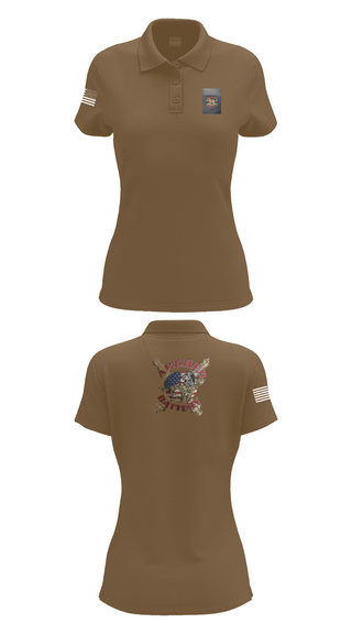Womens Short Sleeve Performance Polo, Archer Battery 2-2 FA, Army, Teamtime, Team time, sublimation, custom sports apparel, team uniforms, spirit wear, spiritwear, sports uniforms, custom shirts, team store, custom team store, fundraiser sports, apparel fundraiser