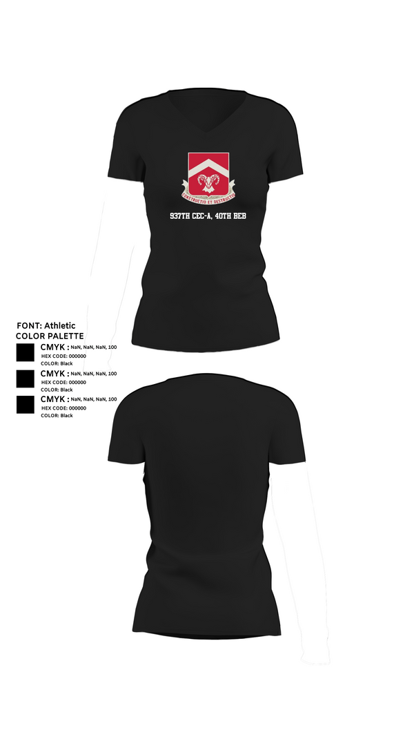 Womens Short Sleeve Vneck Shirt, 937th CEC-A, 40th BEB, Army, Teamtime, Team time, sublimation, custom sports apparel, team uniforms, spirit wear, spiritwear, sports uniforms, custom shirts, team store, custom team store, fundraiser sports, apparel fundraiser