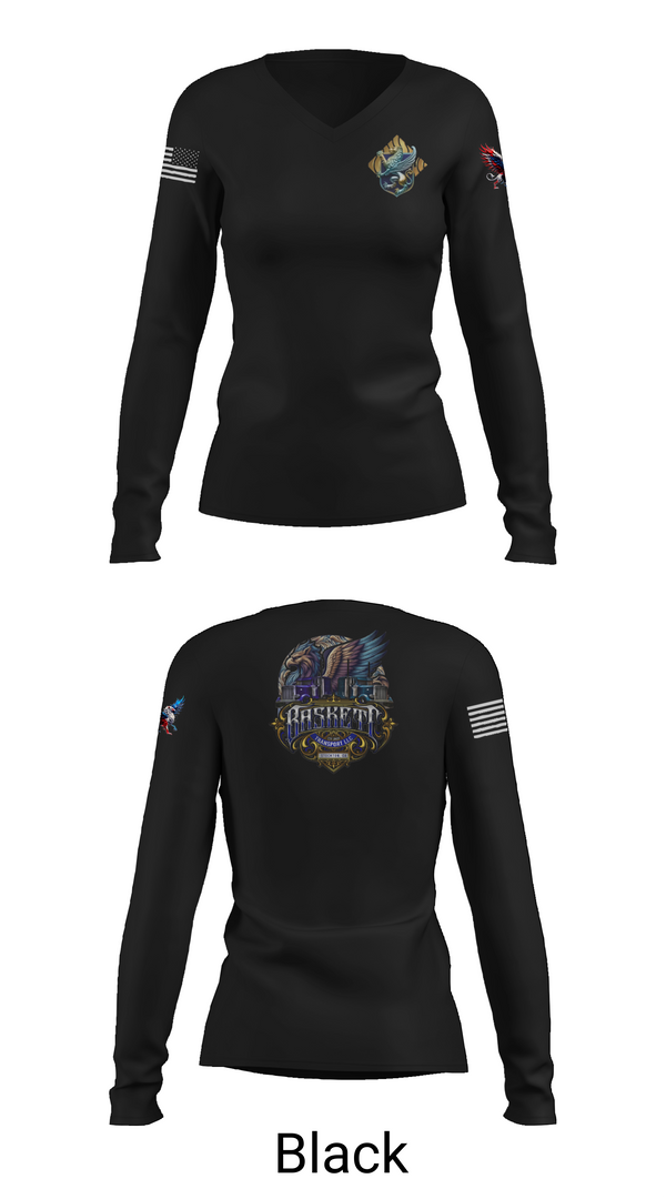 Womens Long Sleeve Vneck Shirt, Baskett Transport LLC, , Teamtime, Team time, sublimation, custom sports apparel, team uniforms, spirit wear, spiritwear, sports uniforms, custom shirts, team store, custom team store, fundraiser sports, apparel fundraiser