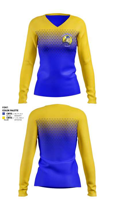 Parsons High School Swimming 23656588 Women's Long Sleeve V-neck Shirt - 1
