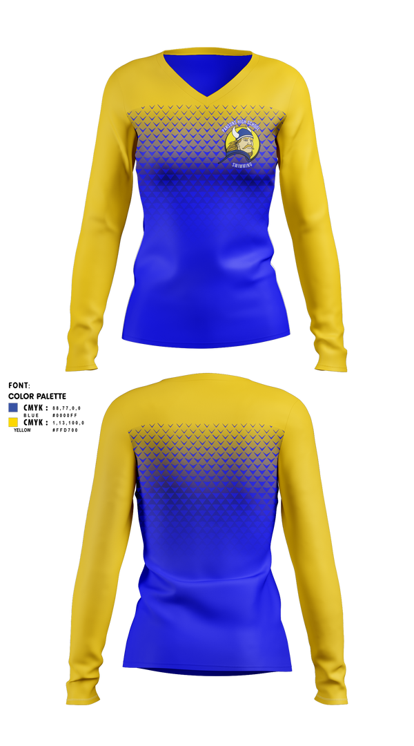 Womens Long Sleeve Vneck Shirt, Parsons High School Swimming, Swimming, Teamtime, Team time, sublimation, custom sports apparel, team uniforms, spirit wear, spiritwear, sports uniforms, custom shirts, team store, custom team store, fundraiser sports, apparel fundraiser