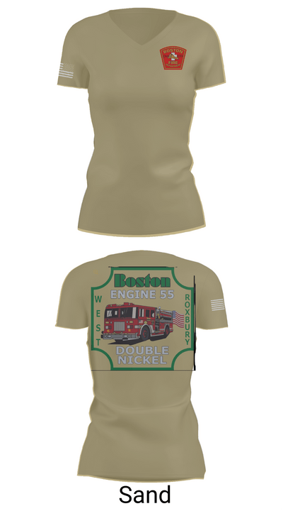 Boston Fire Department Engine 55 92329378 Women's Short Sleeve V-neck Shirt - 88