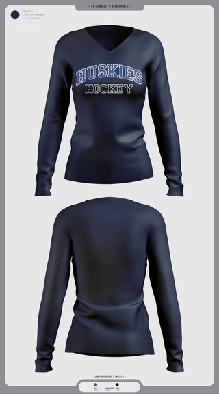 Womens Long Sleeve Vneck Shirt, HOWARD COUNTY YOUTH HOCKEY CLUB, Ice Hockey, Teamtime, Team time, sublimation, custom sports apparel, team uniforms, spirit wear, spiritwear, sports uniforms, custom shirts, team store, custom team store, fundraiser sports, apparel fundraiser