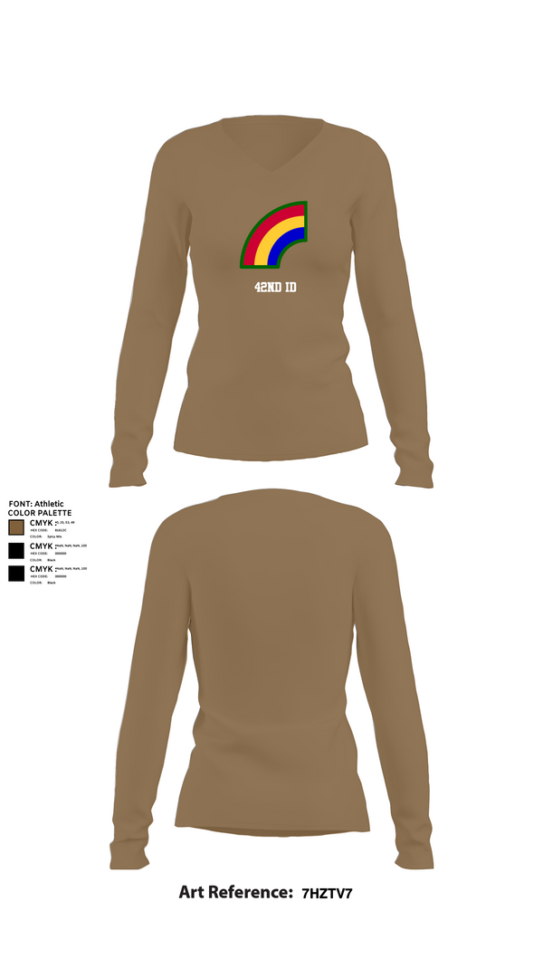 Womens Long Sleeve Vneck Shirt, 42nd ID, Army, Teamtime, Team time, sublimation, custom sports apparel, team uniforms, spirit wear, spiritwear, sports uniforms, custom shirts, team store, custom team store, fundraiser sports, apparel fundraiser