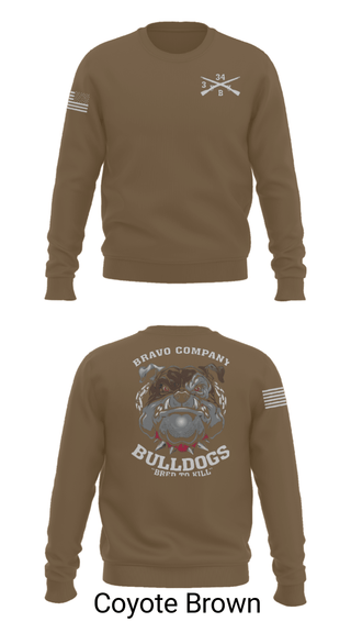 Crew Neck Sweatshirt, B/3-34 Bulldogs, Army, Teamtime, Team time, sublimation, custom sports apparel, team uniforms, spirit wear, spiritwear, sports uniforms, custom shirts, team store, custom team store, fundraiser sports, apparel fundraiser