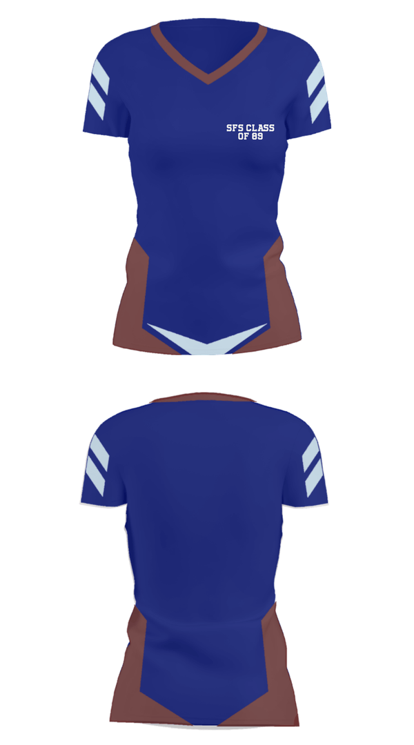 Women's Short Sleeve Vneck Shirt, SFS Class of 89, , Teamtime, Team time, sublimation, custom sports apparel, team uniforms, spirit wear, spiritwear, sports uniforms, custom shirts, team store, custom team store, fundraiser sports, apparel fundraiser