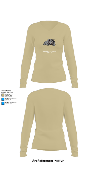 Okmulgee High School Football 68163660 Women's Long Sleeve V-neck Shirt - 37