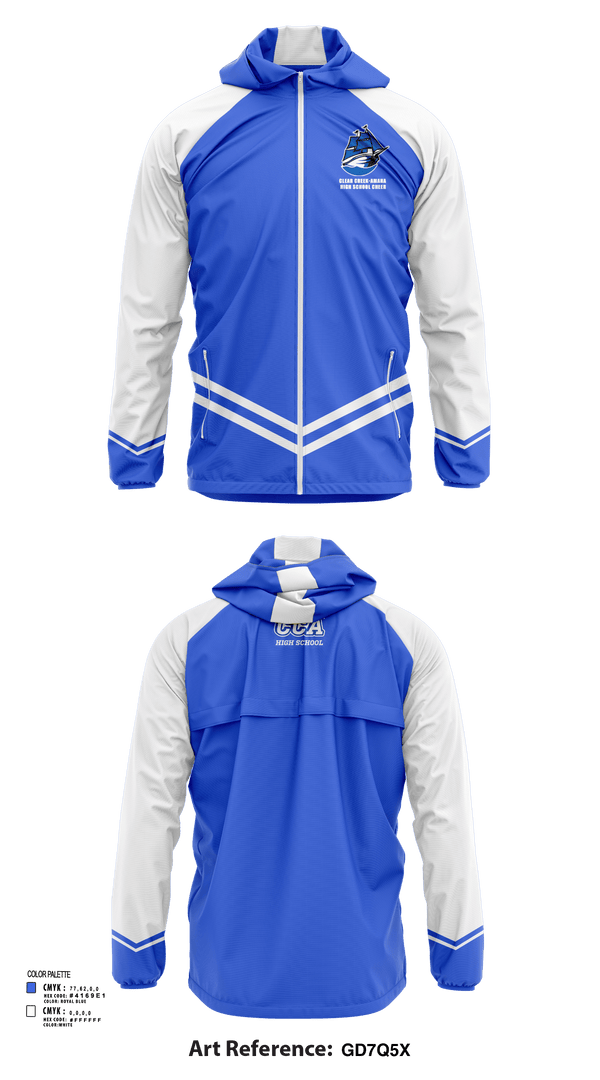Windbreaker, Clear Creek-Amana High School Cheer, Cheer, Teamtime, Team time, sublimation, custom sports apparel, team uniforms, spirit wear, spiritwear, sports uniforms, custom shirts, team store, custom team store, fundraiser sports, apparel fundraiser