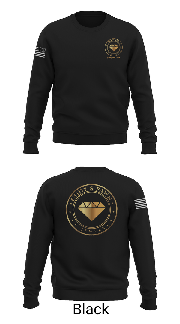 Crew Neck Sweatshirt, Cody’s Pawn & Jewelry, , Teamtime, Team time, sublimation, custom sports apparel, team uniforms, spirit wear, spiritwear, sports uniforms, custom shirts, team store, custom team store, fundraiser sports, apparel fundraiser