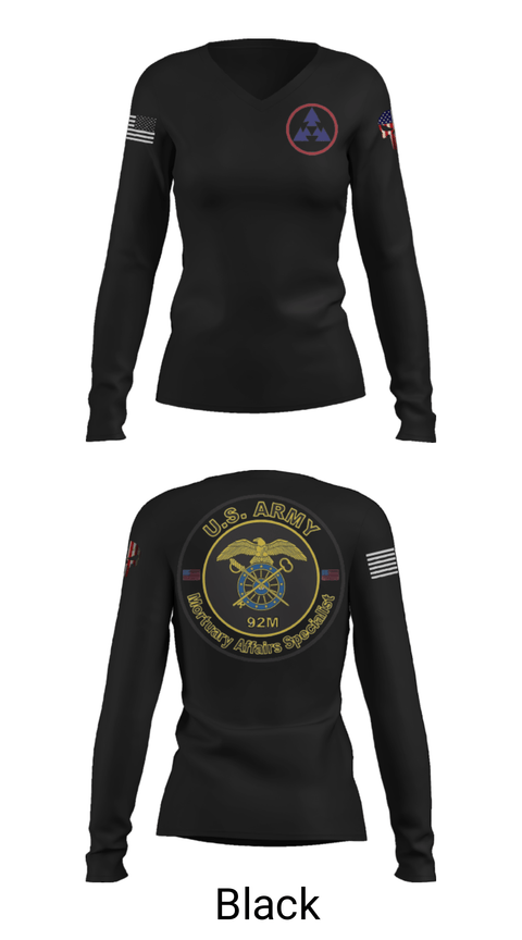 Women's Long Sleeve Vneck Shirt, 54th Quartermaster Company, , Teamtime, Team time, sublimation, custom sports apparel, team uniforms, spirit wear, spiritwear, sports uniforms, custom shirts, team store, custom team store, fundraiser sports, apparel fundraiser