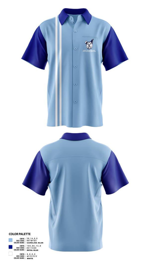 Short Sleeve Bowling Jersey, West Allis Central High School Bowling, Bowling, Teamtime, Team time, sublimation, custom sports apparel, team uniforms, spirit wear, spiritwear, sports uniforms, custom shirts, team store, custom team store, fundraiser sports, apparel fundraiser