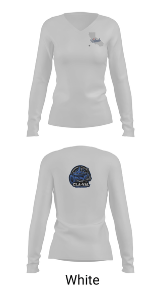 Women's Long Sleeve Vneck Shirt, CLA-VAL, , Teamtime, Team time, sublimation, custom sports apparel, team uniforms, spirit wear, spiritwear, sports uniforms, custom shirts, team store, custom team store, fundraiser sports, apparel fundraiser