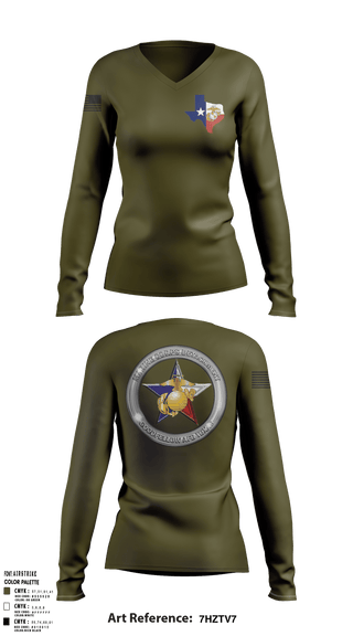Womens Long Sleeve Vneck Shirt, Goodfellow AFB MCD, Marines, Teamtime, Team time, sublimation, custom sports apparel, team uniforms, spirit wear, spiritwear, sports uniforms, custom shirts, team store, custom team store, fundraiser sports, apparel fundraiser
