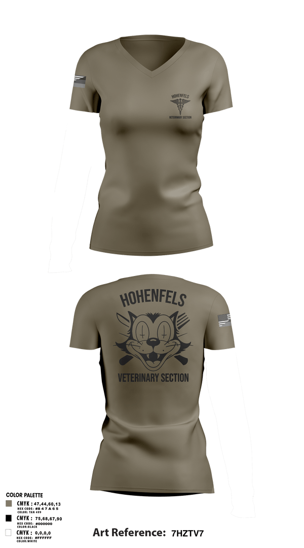 Womens Short Sleeve Vneck Shirt, Hohenfels VTFHohenfels Veterinary Section, Army, Teamtime, Team time, sublimation, custom sports apparel, team uniforms, spirit wear, spiritwear, sports uniforms, custom shirts, team store, custom team store, fundraiser sports, apparel fundraiser