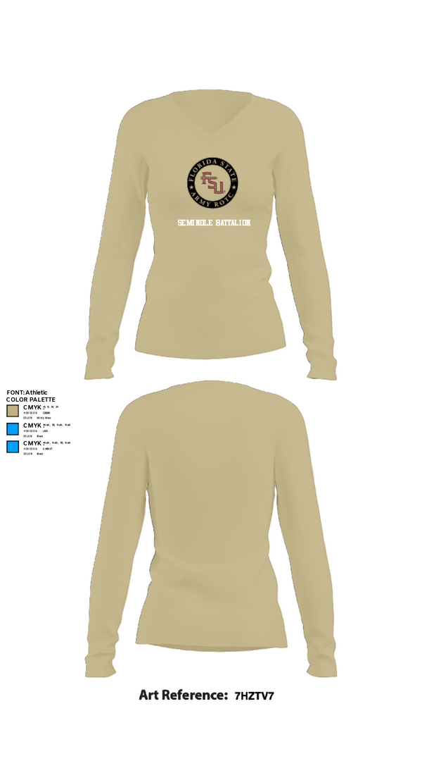 Women's Long Sleeve Vneck Shirt, Seminole Battalion, Army, Teamtime, Team time, sublimation, custom sports apparel, team uniforms, spirit wear, spiritwear, sports uniforms, custom shirts, team store, custom team store, fundraiser sports, apparel fundraiser