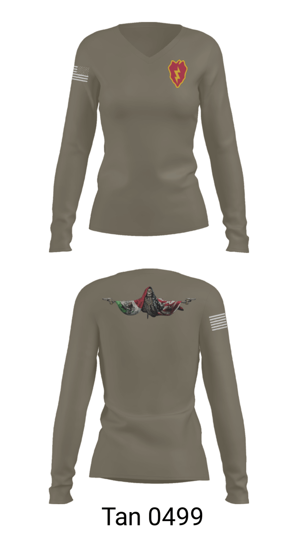 Women's Long Sleeve Vneck Shirt, 25th ID, Army, Teamtime, Team time, sublimation, custom sports apparel, team uniforms, spirit wear, spiritwear, sports uniforms, custom shirts, team store, custom team store, fundraiser sports, apparel fundraiser