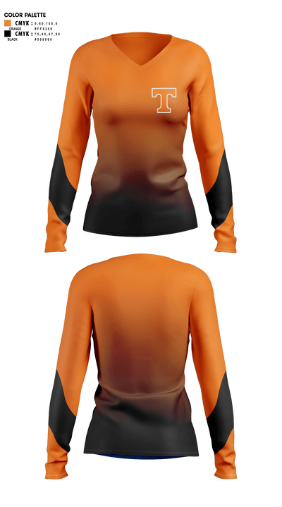 Volenteers 94175099 Women's Long Sleeve V-neck Shirt -1 1