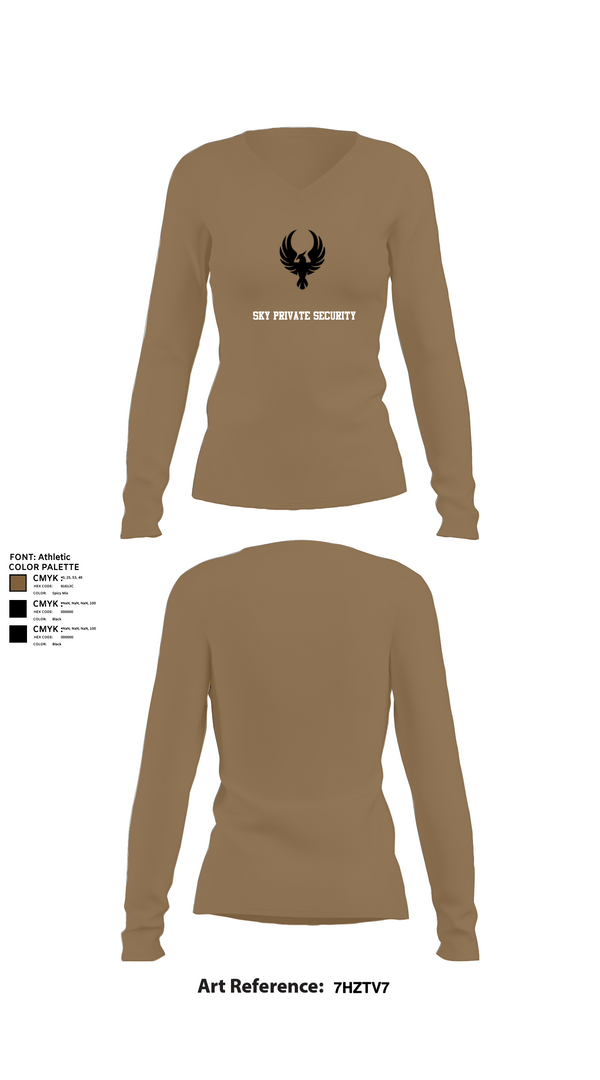 Womens Long Sleeve Vneck Shirt 1, Sky Private Security, Police, Teamtime, Team time, sublimation, custom sports apparel, team uniforms, spirit wear, spiritwear, sports uniforms, custom shirts, team store, custom team store, fundraiser sports, apparel fundraiser