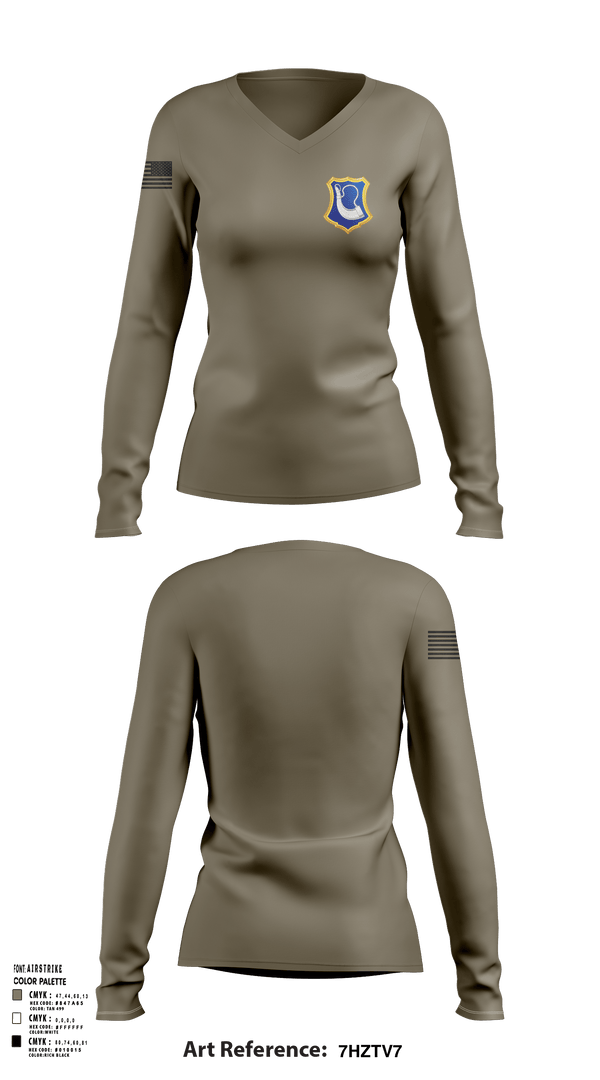 Womens Long Sleeve Vneck Shirt, C-Co. 1-181st, National Guard, Teamtime, Team time, sublimation, custom sports apparel, team uniforms, spirit wear, spiritwear, sports uniforms, custom shirts, team store, custom team store, fundraiser sports, apparel fundraiser