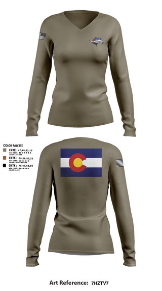 Womens Long Sleeve Vneck Shirt, USS Colorado, Navy, Teamtime, Team time, sublimation, custom sports apparel, team uniforms, spirit wear, spiritwear, sports uniforms, custom shirts, team store, custom team store, fundraiser sports, apparel fundraiser