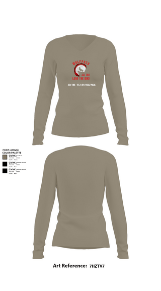 Womens Long Sleeve Vneck Shirt, 331 TRS / FLT 154 WOLFPACK, , Teamtime, Team time, sublimation, custom sports apparel, team uniforms, spirit wear, spiritwear, sports uniforms, custom shirts, team store, custom team store, fundraiser sports, apparel fundraiser