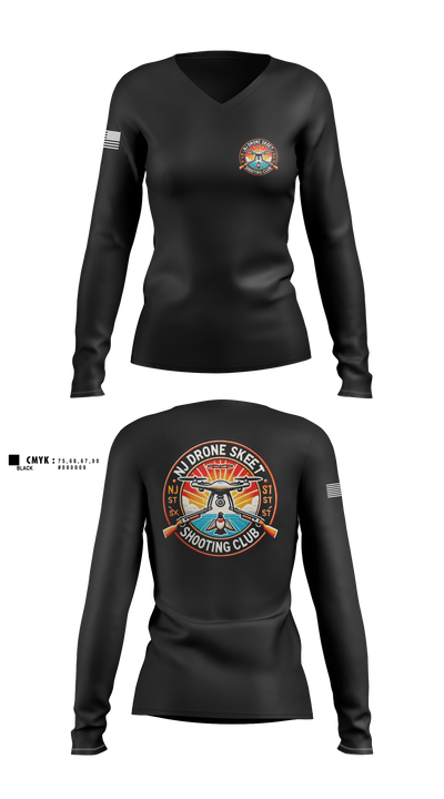 New Jersey State Police Women's Long Sleeve V-neck Shirt - 1