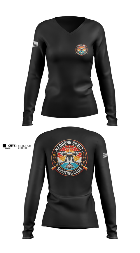 Womens Long Sleeve Vneck Shirt, New Jersey State Police, Police, Teamtime, Team time, sublimation, custom sports apparel, team uniforms, spirit wear, spiritwear, sports uniforms, custom shirts, team store, custom team store, fundraiser sports, apparel fundraiser
