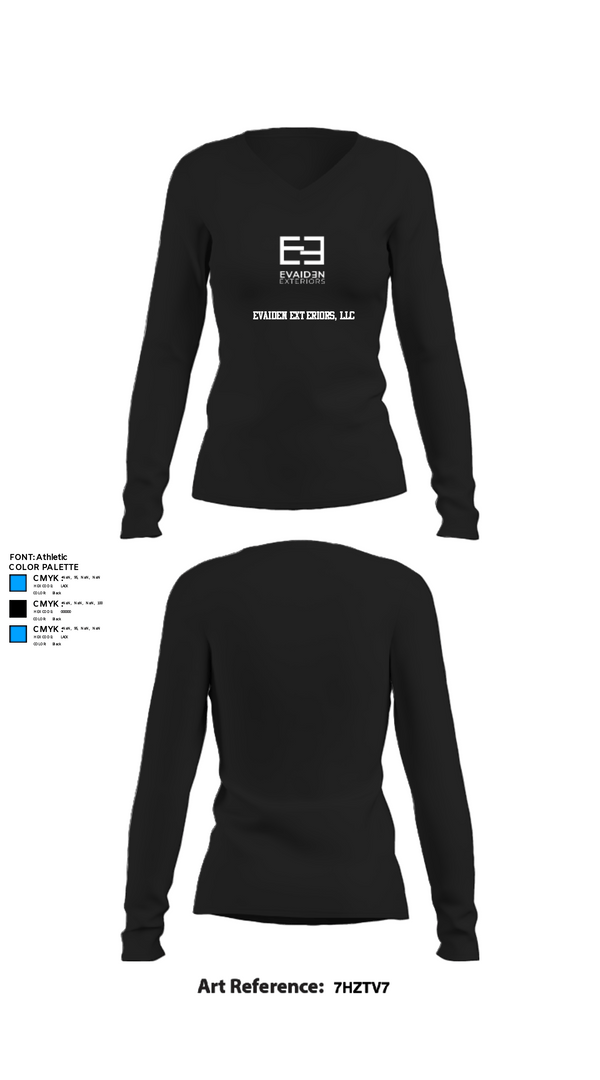 Womens Long Sleeve Vneck Shirt, EVAIDEN EXTERIORS, LLC, , Teamtime, Team time, sublimation, custom sports apparel, team uniforms, spirit wear, spiritwear, sports uniforms, custom shirts, team store, custom team store, fundraiser sports, apparel fundraiser