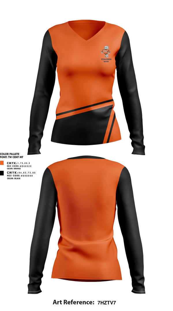 Womens Long Sleeve Vneck Shirt, Coalinga High School Band, Spirit Store, Teamtime, Team time, sublimation, custom sports apparel, team uniforms, spirit wear, spiritwear, sports uniforms, custom shirts, team store, custom team store, fundraiser sports, apparel fundraiser