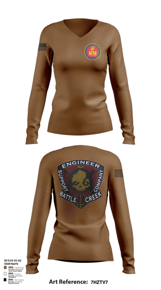 Womens Long Sleeve Vneck Shirt 1, 6th Engineer Support, Marines, Teamtime, Team time, sublimation, custom sports apparel, team uniforms, spirit wear, spiritwear, sports uniforms, custom shirts, team store, custom team store, fundraiser sports, apparel fundraiser