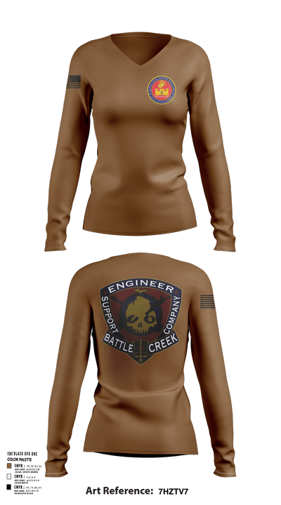 6th Engineer Support 55930969 Women's Long Sleeve V-neck Shirt -1 125